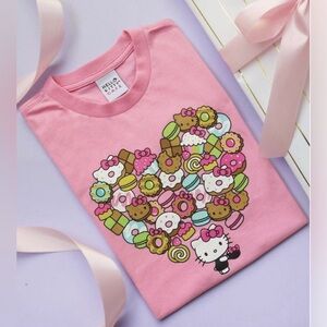Hello Kitty Cafe Exclusive Pink Candy Heart Icons T-Shirt